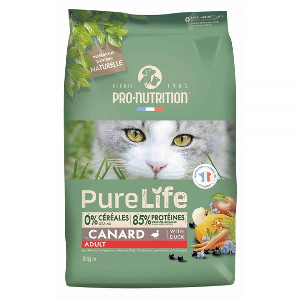 פיור לייף מזון יבש לחתול בוגר &ndash; ברווז והודו &ndash; PureLife