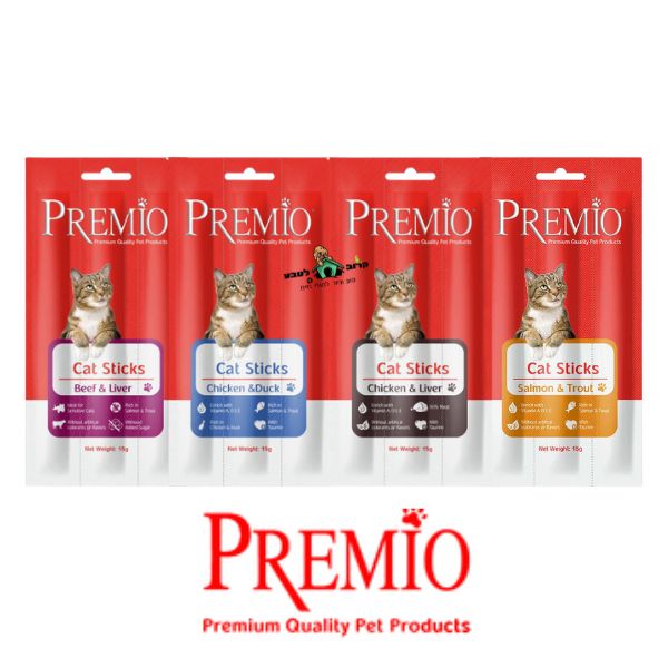 חטיפי מקלות פרמיו Premio לחתולים פינוק טעים בריא ונטול דגנים