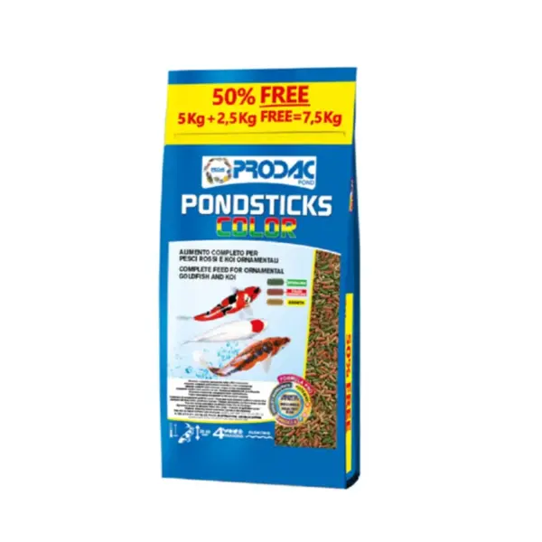 מזון דגים מקלונים פרודק 7.5 ק"ג | Pondsticks Color | PRODAC