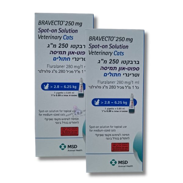 ברבקטו לחתול 250 מג 2.8-6.25 קג - אמפולה להגנה של 3 חודשים