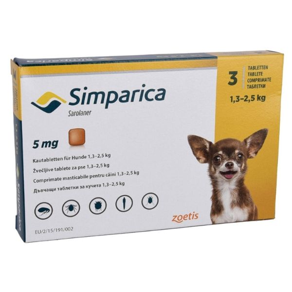 סימפריקה לכלבים זעירים 1.3-2.5 קג Simparica