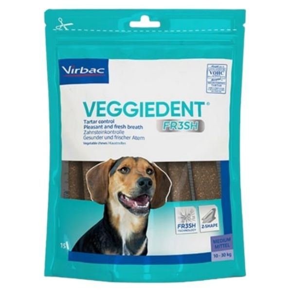 חטיף דנטלי לכלבים בינוניים וירבק Virbac VeggieDent Fr3sh קרוב לטבע